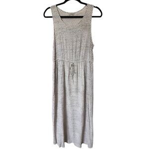 Lucky Brand Sleeveless Polka Dot Maxi Dress Cream/Black Cinch Waist Womens Large